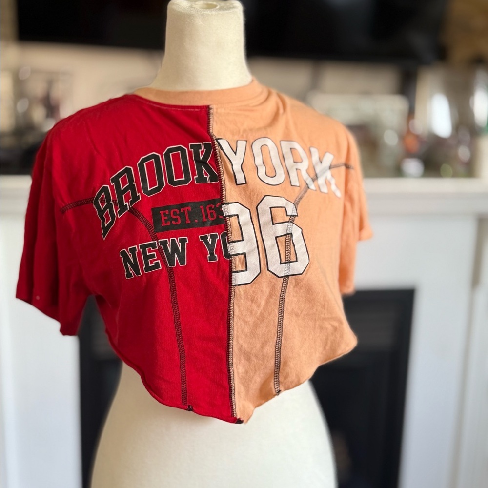 Red and Orange Graphic Crop Top
